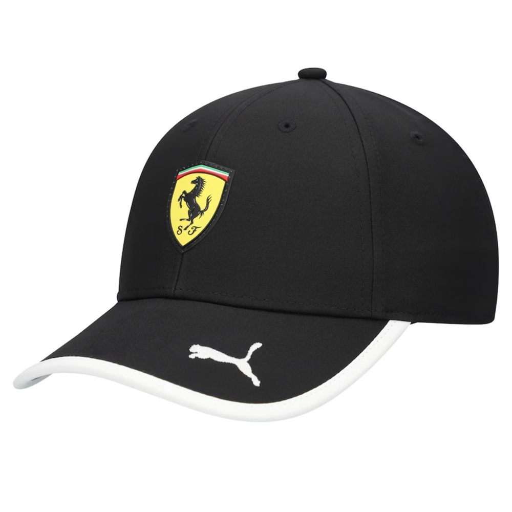 Puma Black and White Cap with Ferrari Emblem